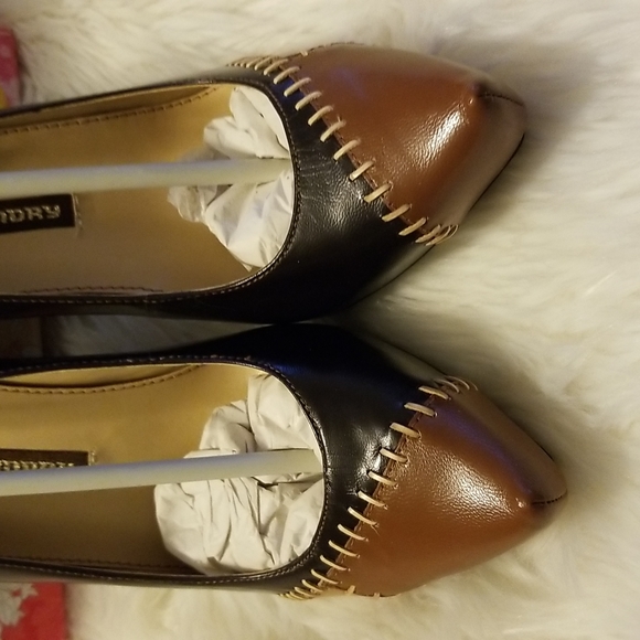 👣CHINESE LAUNDRY🇺🇲 Leather comfort Fit Brown Patchwork Heels footwear in - Picture 7 of 15